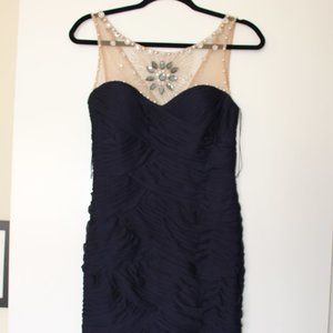 1950's Inspired Navy Dress - Beaded & Like New!